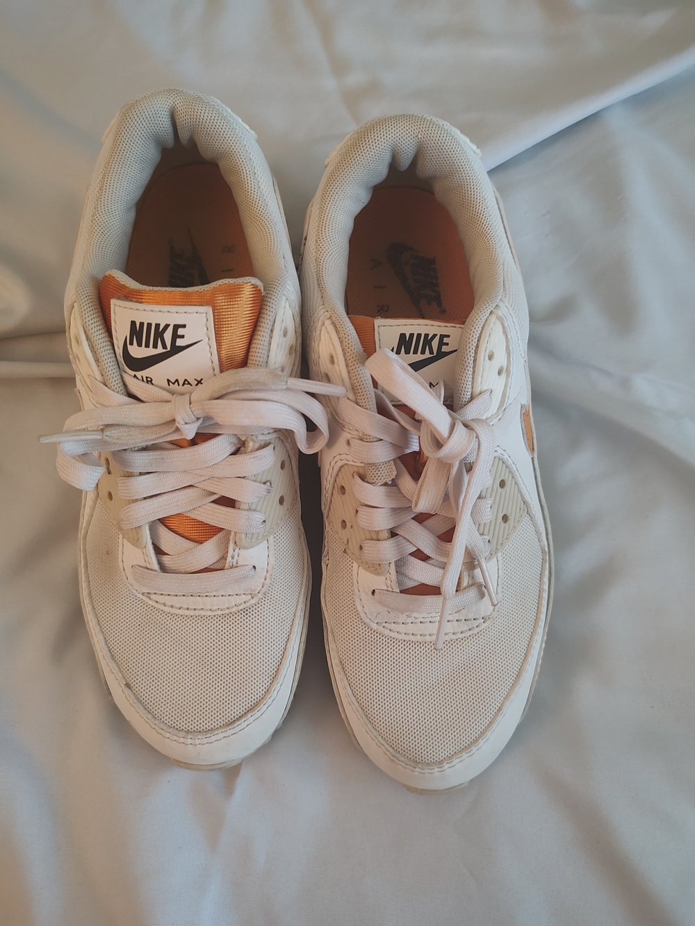 Nike Women's White and Orange Air Max Sneakers